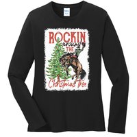 Rocking Around The Christmas Tree Christmas Cowboy Horse Ladies Long Sleeve Shirt