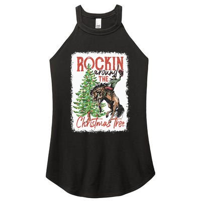 Rocking Around The Christmas Tree Christmas Cowboy Horse Women's Perfect Tri Rocker Tank