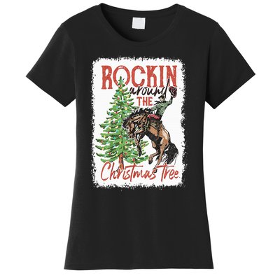 Rocking Around The Christmas Tree Christmas Cowboy Horse Women's T-Shirt