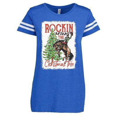 Rocking Around The Christmas Tree Christmas Cowboy Horse Enza Ladies Jersey Football T-Shirt