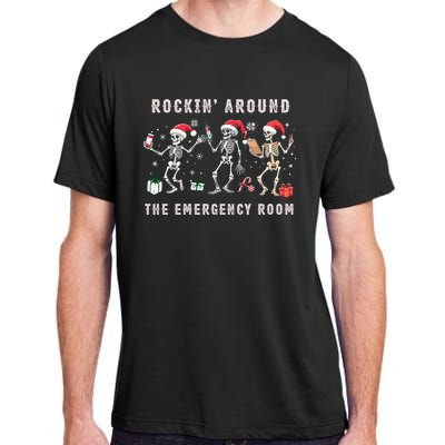 Rocking Around The Emergency Room Nurse Skeleton Christmas Adult ChromaSoft Performance T-Shirt