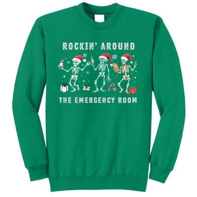 Rocking Around The Emergency Room Nurse Skeleton Christmas Sweatshirt