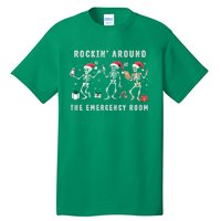 Rocking Around The Emergency Room Nurse Skeleton Christmas Tall T-Shirt