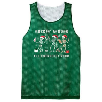 Rocking Around The Emergency Room Nurse Skeleton Christmas Mesh Reversible Basketball Jersey Tank