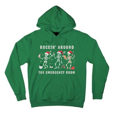 Rocking Around The Emergency Room Nurse Skeleton Christmas Tall Hoodie