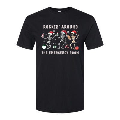 Rocking Around The Emergency Room Nurse Skeleton Christmas Softstyle CVC T-Shirt