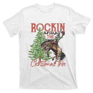 Rocking Around The Christmas Tree Christmas Cowboy Horse T-Shirt