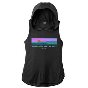 Retro Appalachian Trail Blue Ridge Shenandoah National Park Gift Ladies PosiCharge Tri-Blend Wicking Draft Hoodie Tank