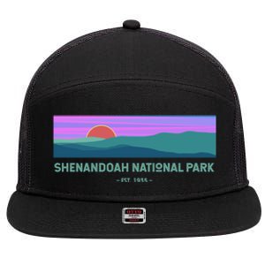 Retro Appalachian Trail Blue Ridge Shenandoah National Park Gift 7 Panel Mesh Trucker Snapback Hat