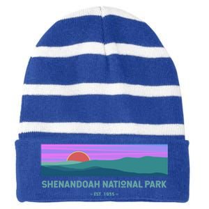 Retro Appalachian Trail Blue Ridge Shenandoah National Park Gift Striped Beanie with Solid Band