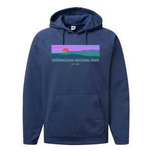 Retro Appalachian Trail Blue Ridge Shenandoah National Park Gift Performance Fleece Hoodie