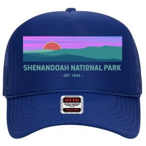 Retro Appalachian Trail Blue Ridge Shenandoah National Park Gift High Crown Mesh Back Trucker Hat