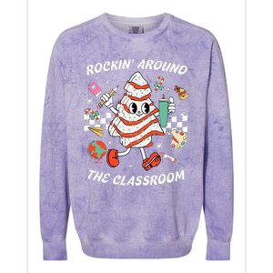 Rockin Around The Classroom Teacher Christmas Tree Cake Colorblast Crewneck Sweatshirt