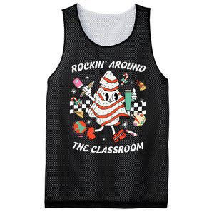 Rockin Around The Classroom Teacher Christmas Tree Cake Mesh Reversible Basketball Jersey Tank