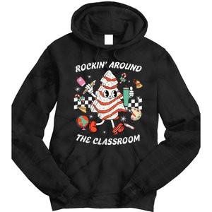 Rockin Around The Classroom Teacher Christmas Tree Cake Tie Dye Hoodie