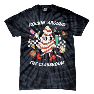 Rockin Around The Classroom Teacher Christmas Tree Cake Tie-Dye T-Shirt