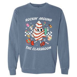 Rockin Around The Classroom Teacher Christmas Tree Cake Garment-Dyed Sweatshirt