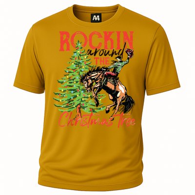 Rocking Around The Christmas Tree Christmas Cowboy Horse Cooling Performance Crew T-Shirt