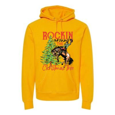 Rocking Around The Christmas Tree Christmas Cowboy Horse Premium Hoodie