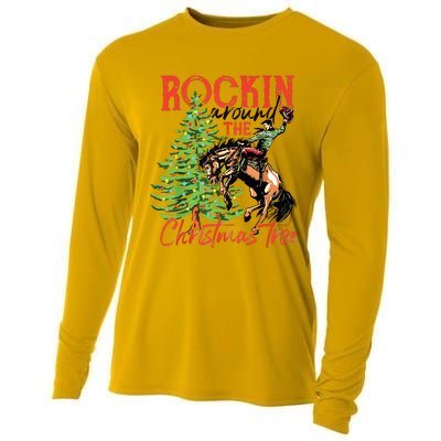 Rocking Around The Christmas Tree Christmas Cowboy Horse Cooling Performance Long Sleeve Crew