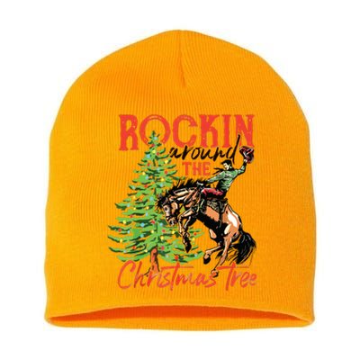 Rocking Around The Christmas Tree Christmas Cowboy Horse Short Acrylic Beanie