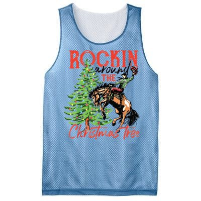 Rocking Around The Christmas Tree Christmas Cowboy Horse Mesh Reversible Basketball Jersey Tank