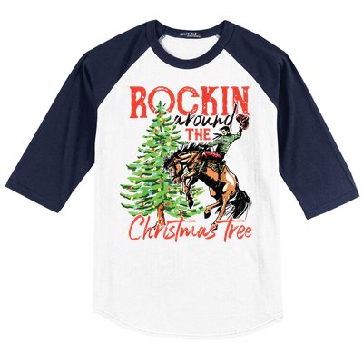 Rocking Around The Christmas Tree Christmas Cowboy Horse Baseball Sleeve Shirt