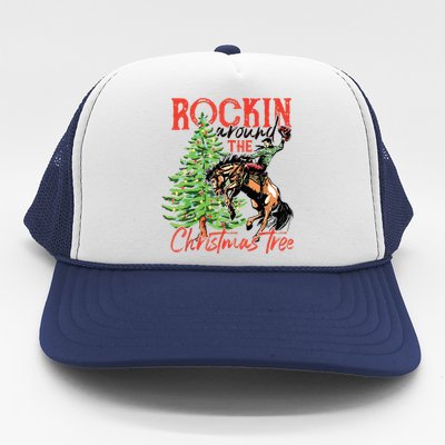 Rocking Around The Christmas Tree Christmas Cowboy Horse Trucker Hat