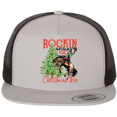 Rocking Around The Christmas Tree Christmas Cowboy Horse Flat Bill Trucker Hat