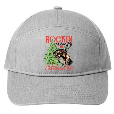 Rocking Around The Christmas Tree Christmas Cowboy Horse 7-Panel Snapback Hat