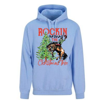 Rocking Around The Christmas Tree Christmas Cowboy Horse Unisex Surf Hoodie