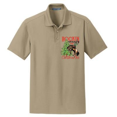 Rocking Around The Christmas Tree Christmas Cowboy Horse Dry Zone Grid Polo