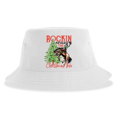 Rocking Around The Christmas Tree Christmas Cowboy Horse Sustainable Bucket Hat