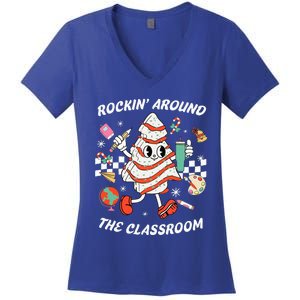 Rockin Around The Classroom Teacher Women's V-Neck T-Shirt