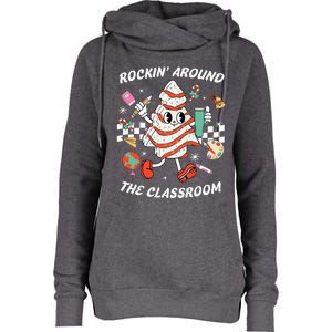 Rockin Around The Classroom Teacher Womens Funnel Neck Pullover Hood