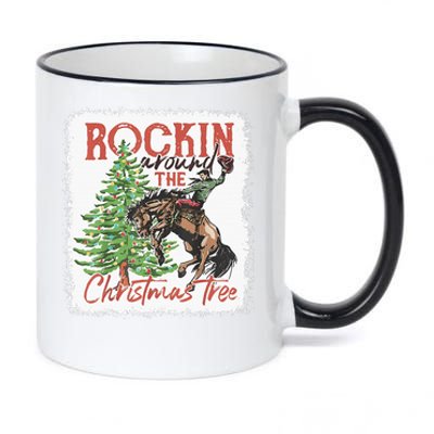 Rocking Around The Christmas Tree Cowboy Horse 11oz Black Color Changing Mug