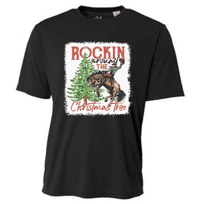 Rocking Around The Christmas Tree Cowboy Horse Cooling Performance Crew T-Shirt