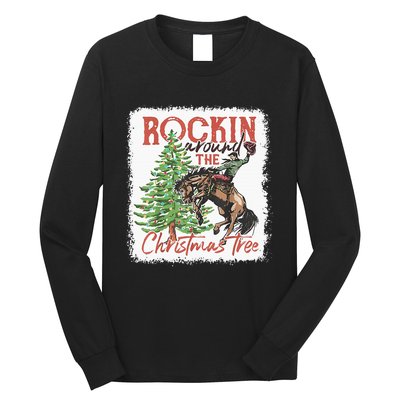 Rocking Around The Christmas Tree Cowboy Horse Long Sleeve Shirt