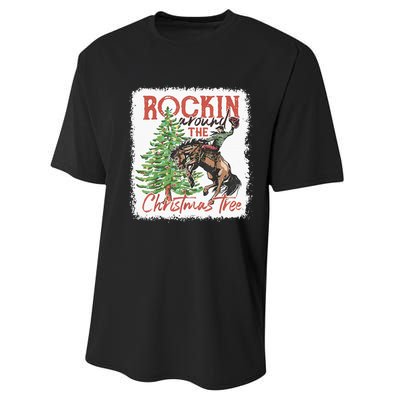 Rocking Around The Christmas Tree Cowboy Horse Performance Sprint T-Shirt