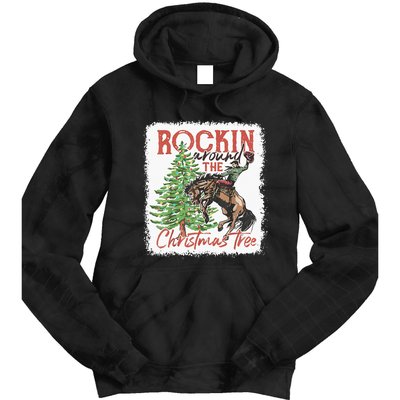 Rocking Around The Christmas Tree Cowboy Horse Tie Dye Hoodie