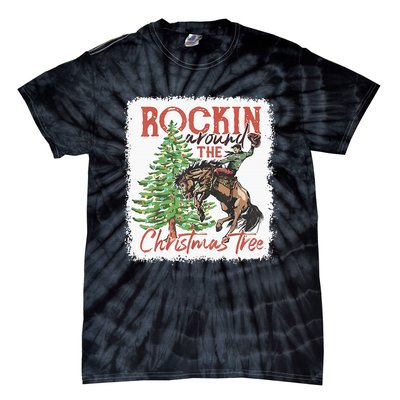 Rocking Around The Christmas Tree Cowboy Horse Tie-Dye T-Shirt