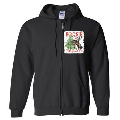 Rocking Around The Christmas Tree Cowboy Horse Full Zip Hoodie