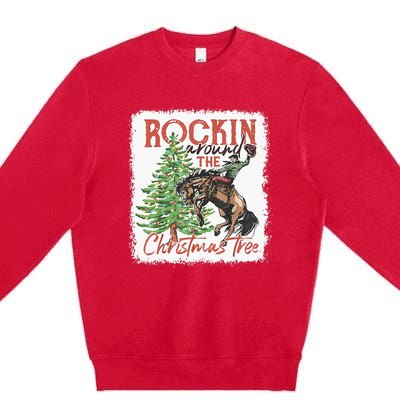 Rocking Around The Christmas Tree Cowboy Horse Premium Crewneck Sweatshirt