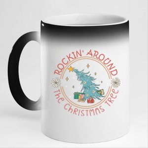 Rockin Around The Christmas Tree Funny Gift 11oz Black Color Changing Mug