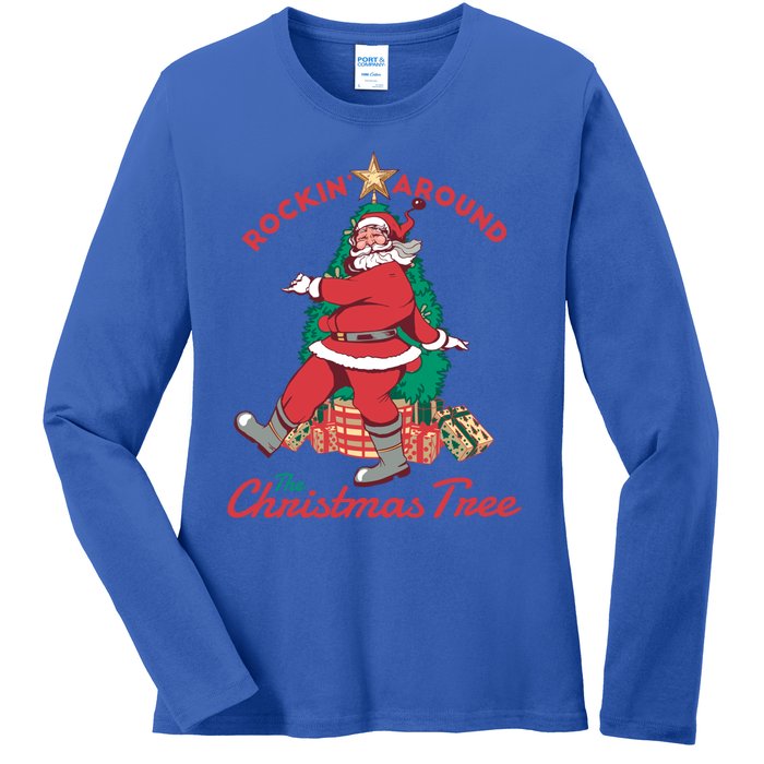 Rockin Around The Christmas Tree Vintage Christmas Gift Ladies Long Sleeve Shirt