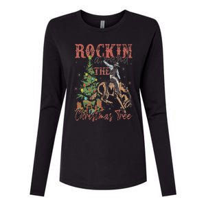 Rockin' Around The Christmas Tree Cowboy Santa Ride Horse Womens Cotton Relaxed Long Sleeve T-Shirt