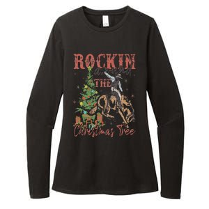 Rockin' Around The Christmas Tree Cowboy Santa Ride Horse Womens CVC Long Sleeve Shirt