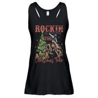 Rockin' Around The Christmas Tree Cowboy Santa Ride Horse Ladies Essential Flowy Tank