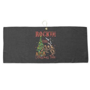 Rockin' Around The Christmas Tree Cowboy Santa Ride Horse Large Microfiber Waffle Golf Towel