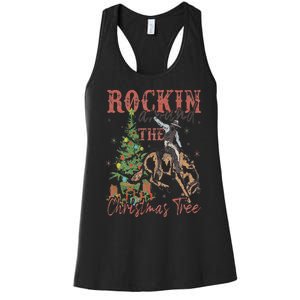 Rockin' Around The Christmas Tree Cowboy Santa Ride Horse Women's Racerback Tank